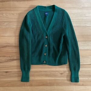 GAP Classic Cotton Rib Cardigan Sweater Ivan Green